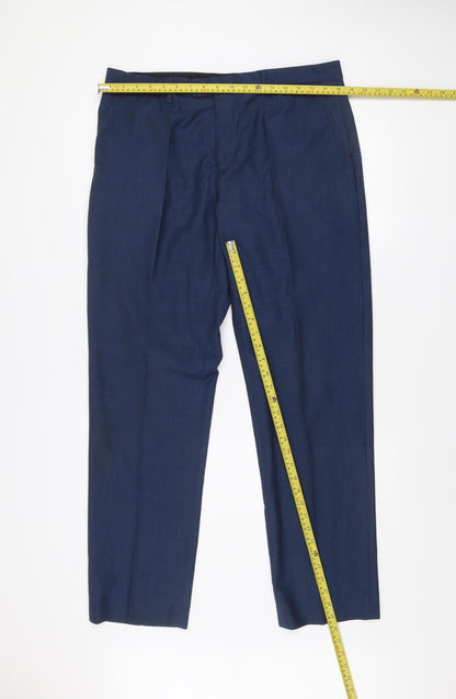 Preloved 6th Sense Men’s Blue Formal Suit Trousers 36L Pleated Polyester Viscose - Back