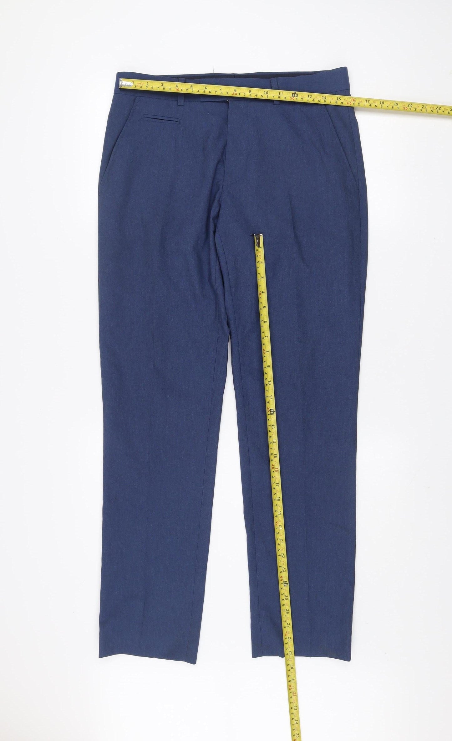 White Label Men's Blue 38R Regular Fit Suit Trousers