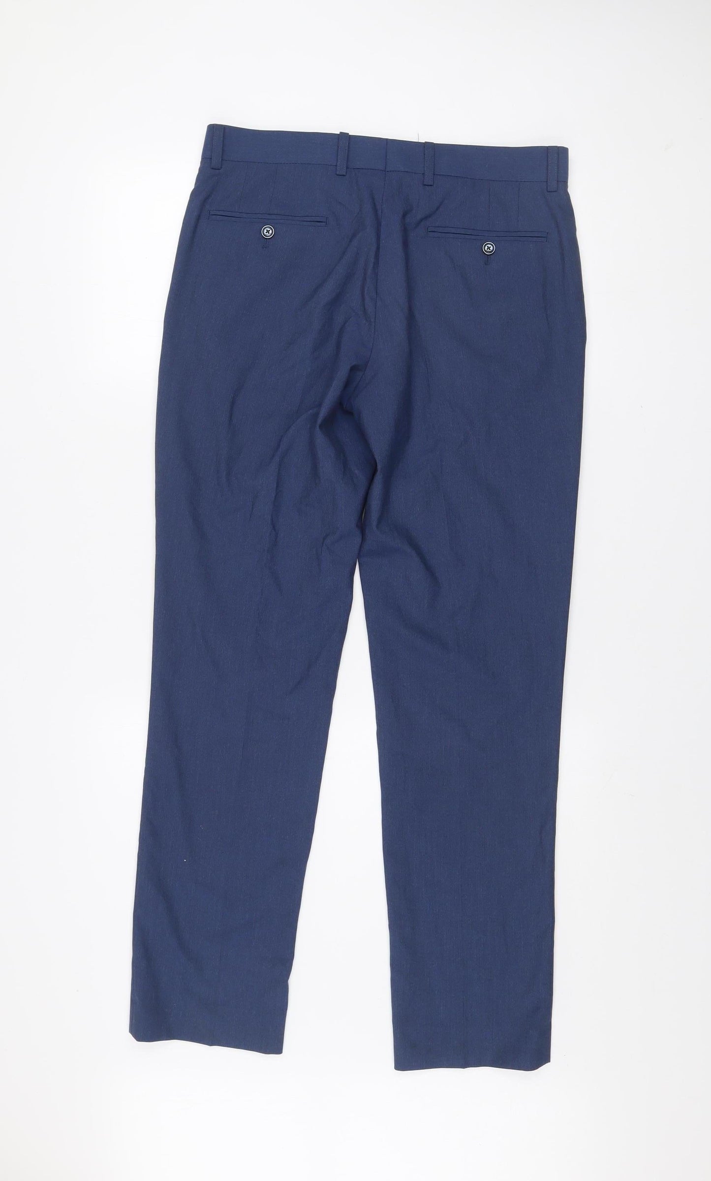 White Label Men's Blue 38R Regular Fit Suit Trousers