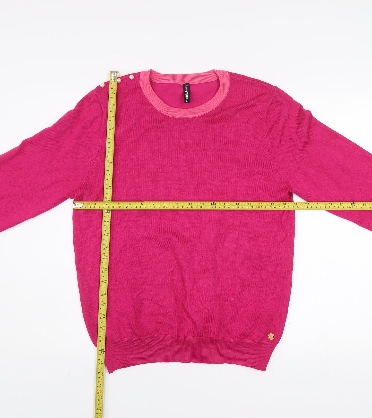 Rant & Rave Women's Pink Crew Neck Pullover Jumper Size 14