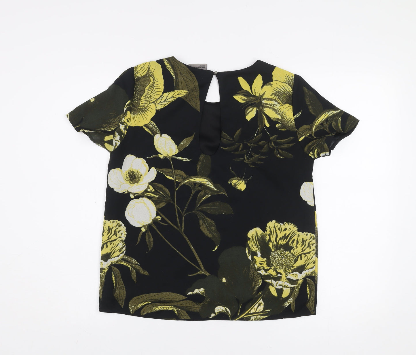 Vero Moda Women's Black Floral Short Sleeve Blouse Size S