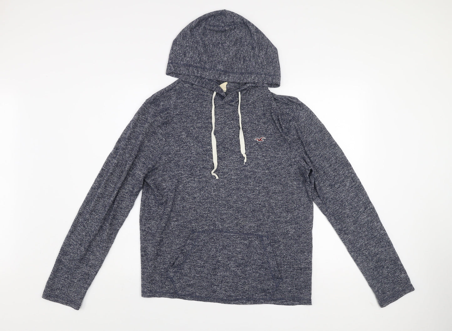 Hollister Men Blue Heather Pullover Hoodie M Cotton Blend