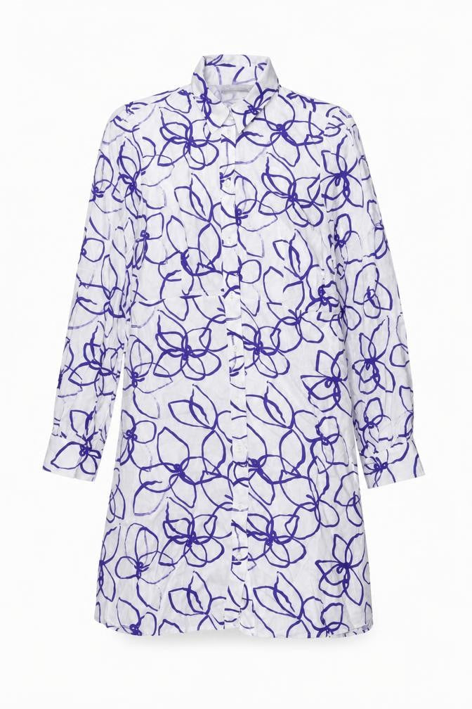 Marks & Spencer Women White Purple Floral Shirt Dress Size 8