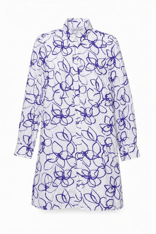 Marks & Spencer Women White Purple Floral Shirt Dress Size 8