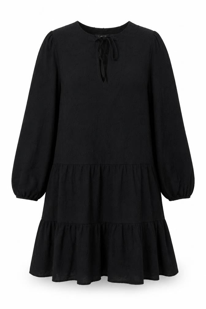 Dunnes Women’s Black Size 12 Ruffle Long Sleeve Shift Dress