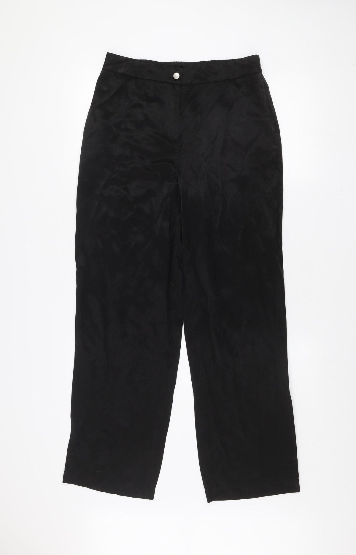 Vila Women Black Size 10 Wide-Leg Trousers in Viscose Blend