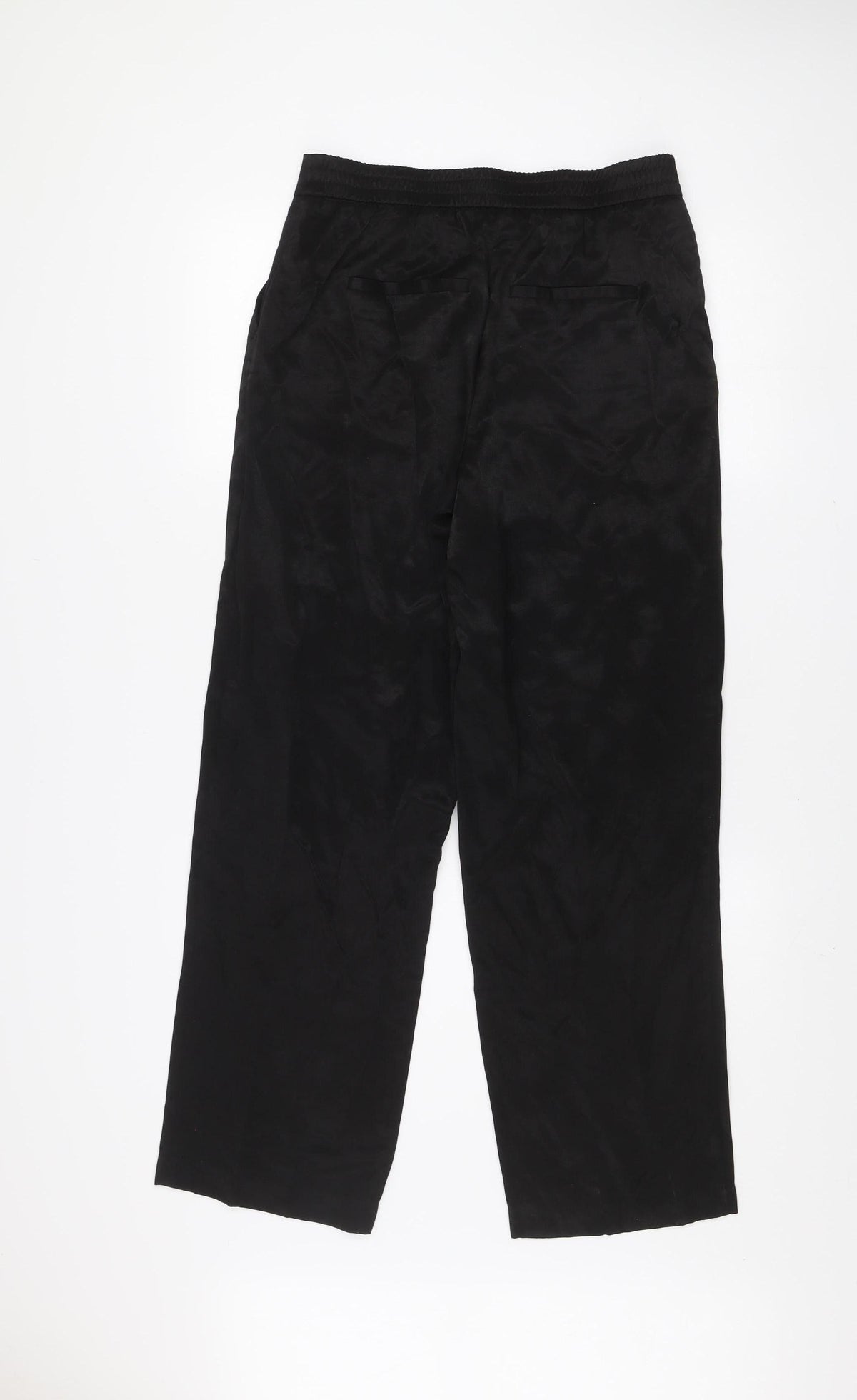 Vila Women Black Size 10 Wide-Leg Trousers in Viscose Blend