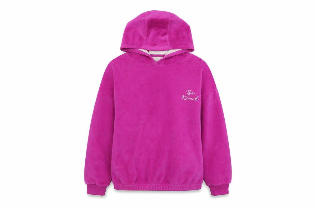 Dunnes Women’s Pink Velour Pullover Hoodie Be Kind Design Size M