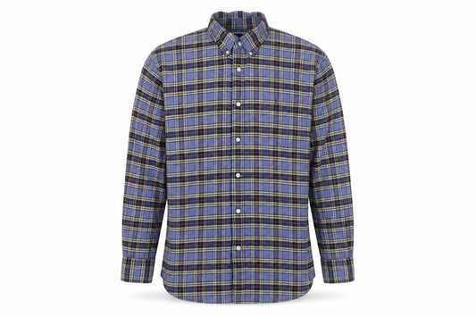 Charles Tyrwhitt Men's Blue Plaid Slim Fit XL Flannel Shirt