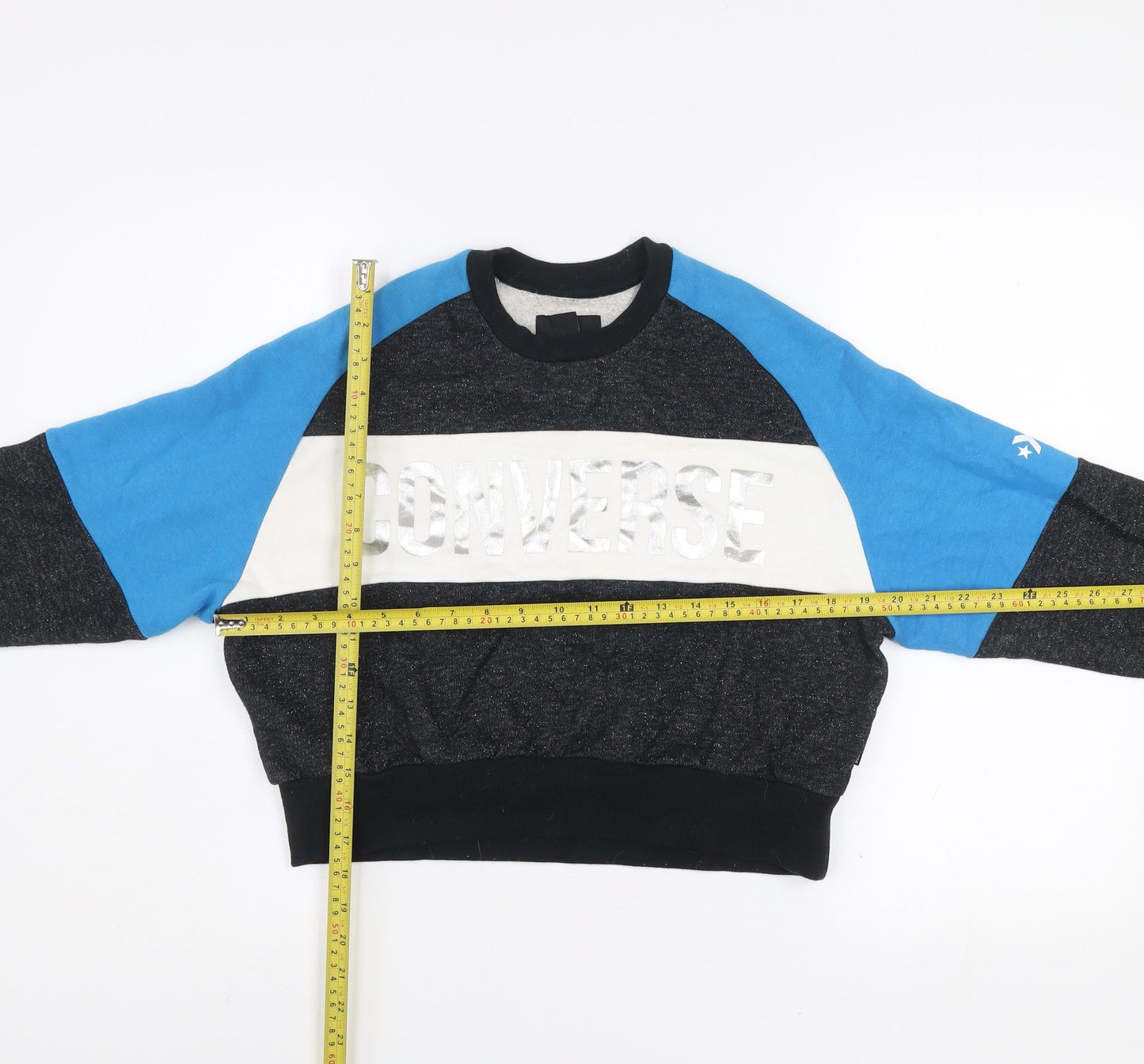 Converse Womens Blue & Charcoal Pullover Sweatshirt XS