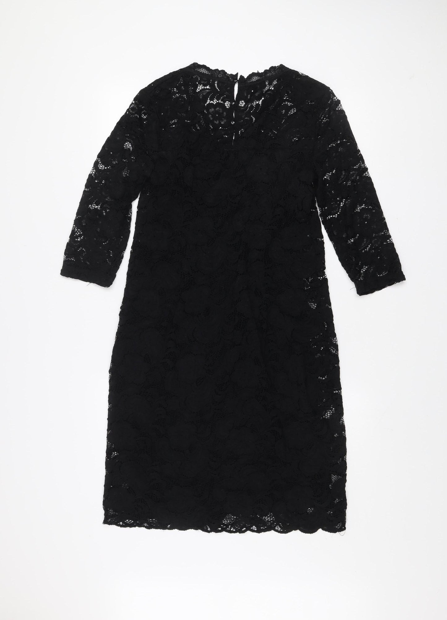 Mamalicious Women Black Lace Bodycon Maternity Dress Medium 3/4 Sleeve