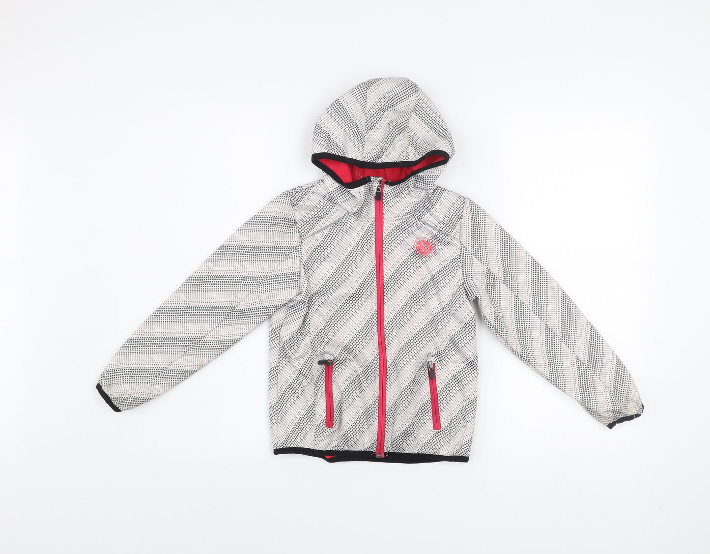 Crivit Girls Grey Hooded Puffer Jacket 7 Years Fleece Lined Outdoor Zip