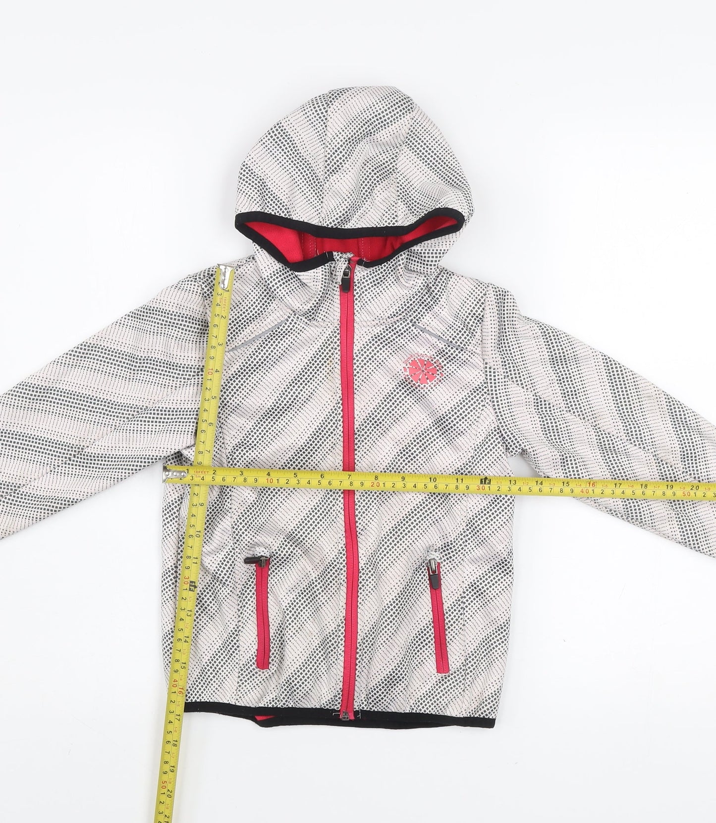 Crivit Girls Grey Hooded Puffer Jacket 7 Years Fleece Lined Outdoor Zip