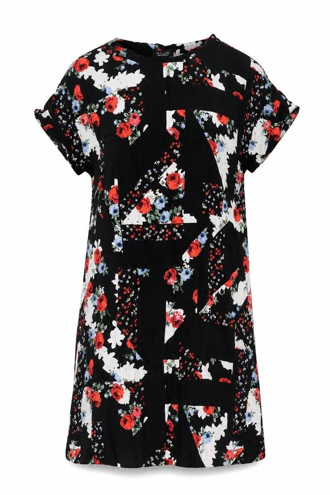 New Look Maternity Black Floral Shift Dress Size 10 Short Sleeve
