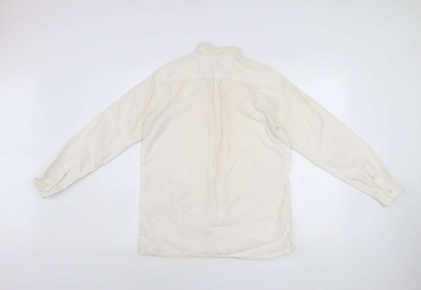 Lacoste Men’s Ivory Long Sleeve Button-Up Cotton Shirt Size 14