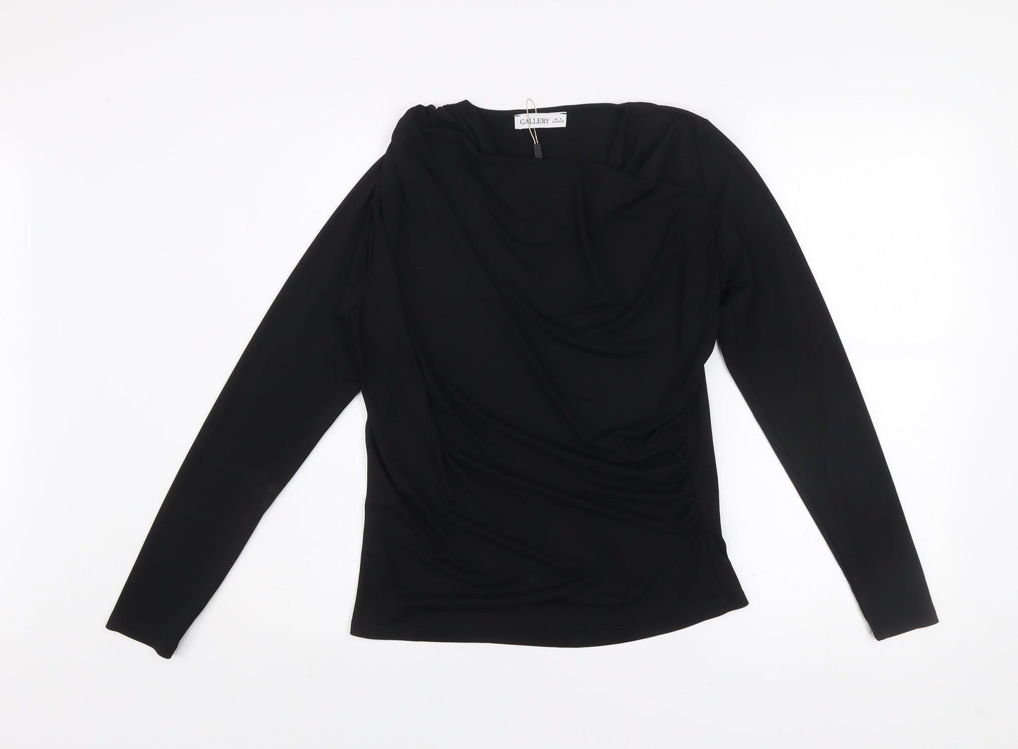 Gallery Women's Black Long Sleeve Polyester Blouse Size S
