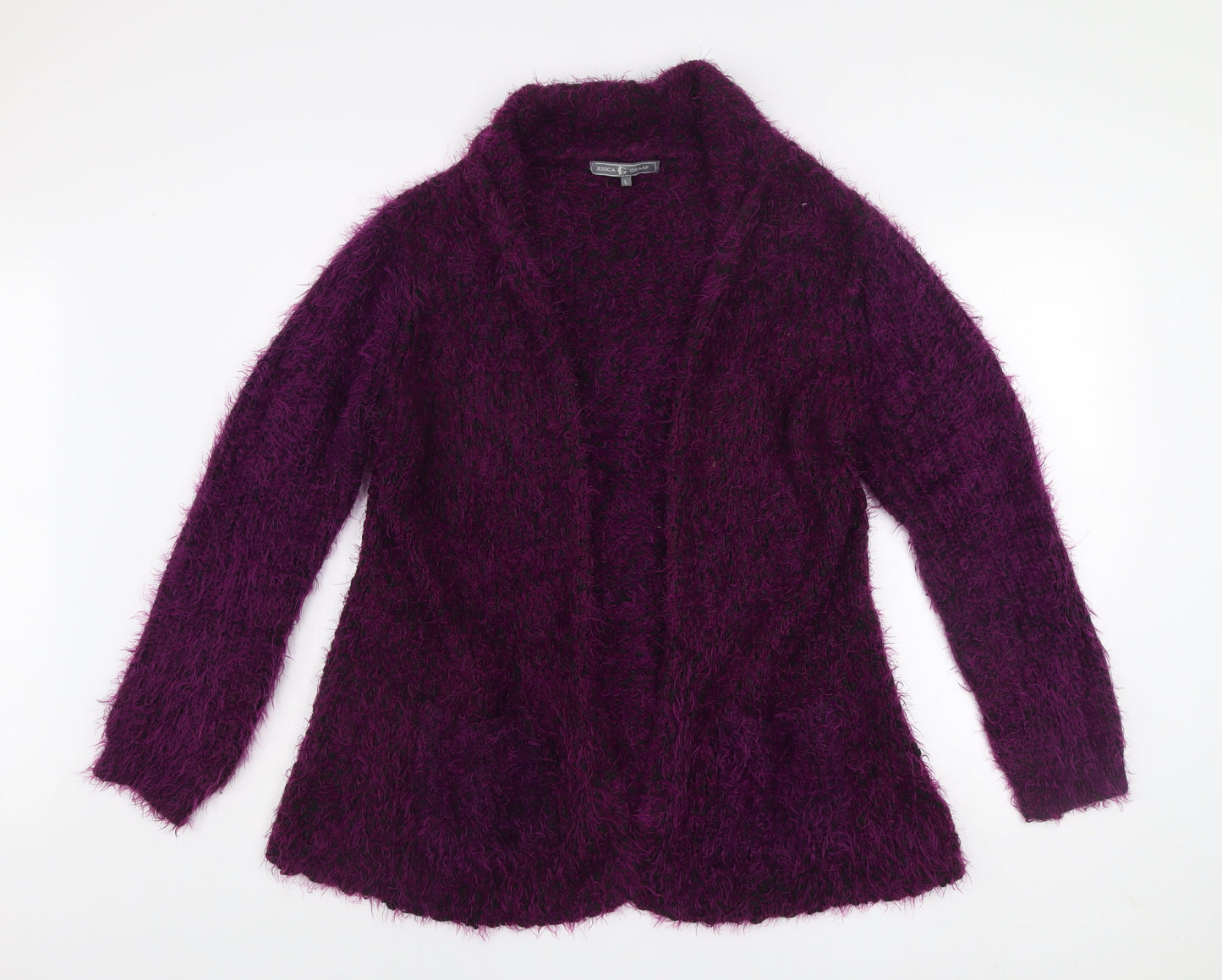 Jessica Graaf Women's Purple Open-Knit Long Sleeve Cardigan L