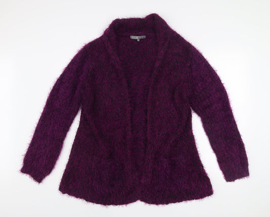 Jessica Graaf Women's Purple Open-Knit Long Sleeve Cardigan L