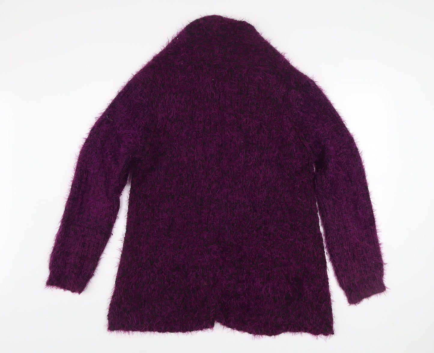 Jessica Graaf Women's Purple Open-Knit Long Sleeve Cardigan L