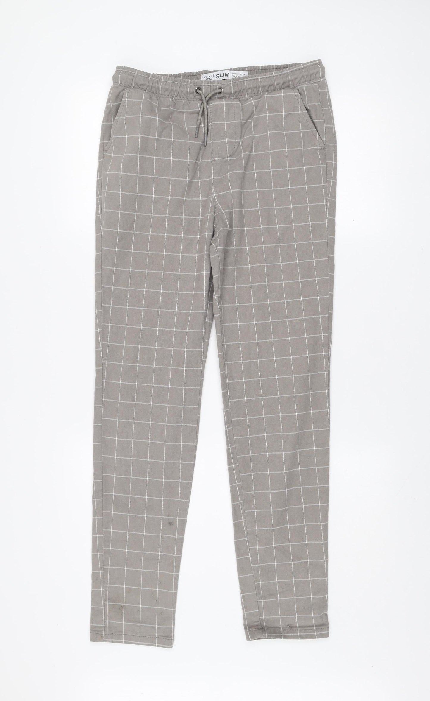 Denim Co Boys Grey Check Slim Fit Jogger Trousers 13-14 Years