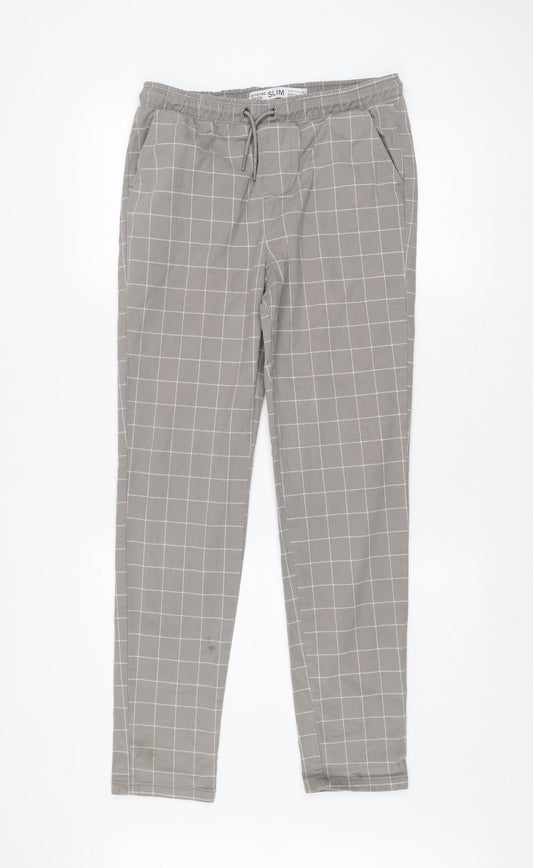 Denim Co Boys Grey Check Slim Fit Jogger Trousers 13-14 Years