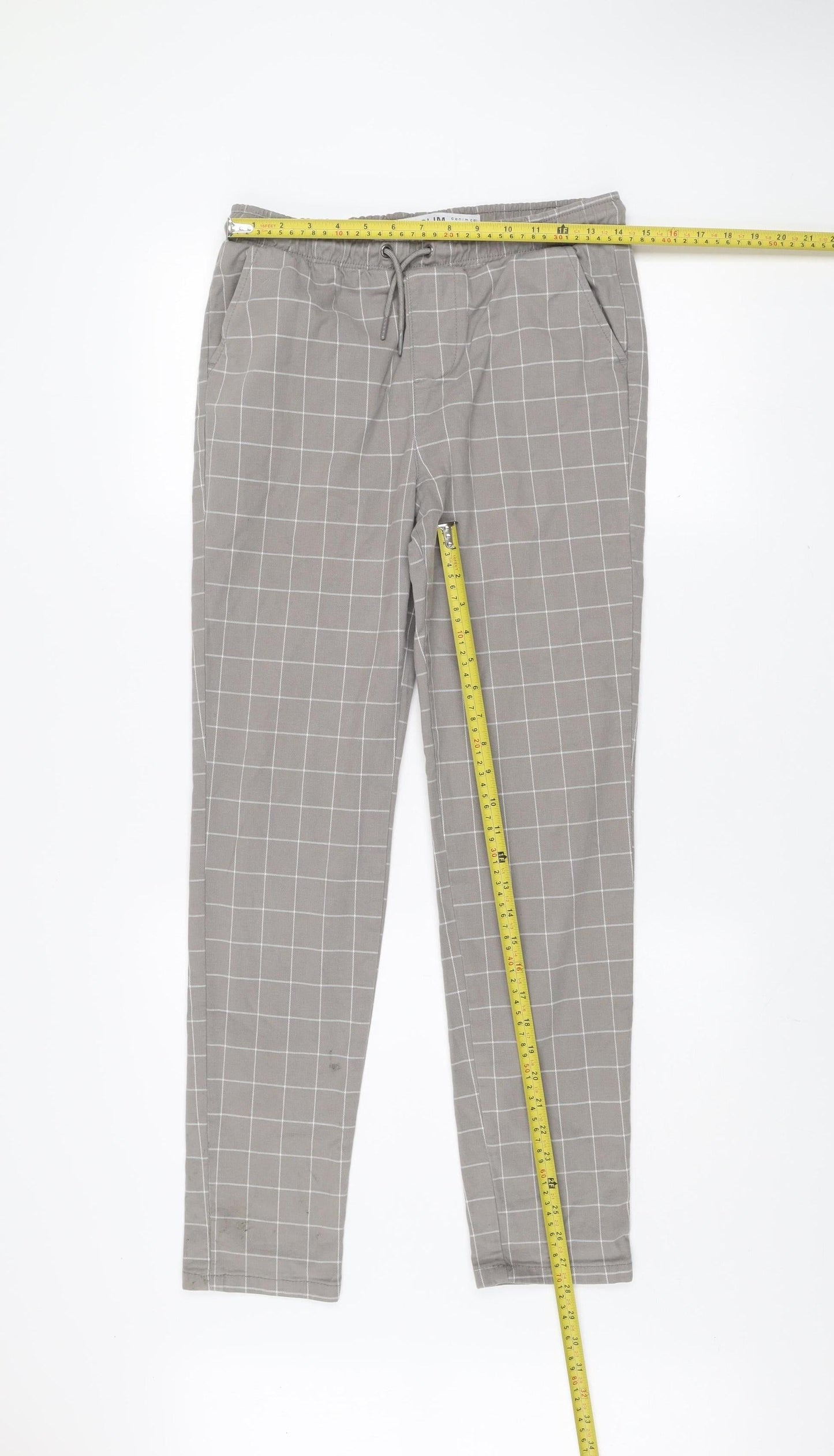 Denim Co Boys Grey Check Slim Fit Jogger Trousers 13-14 Years