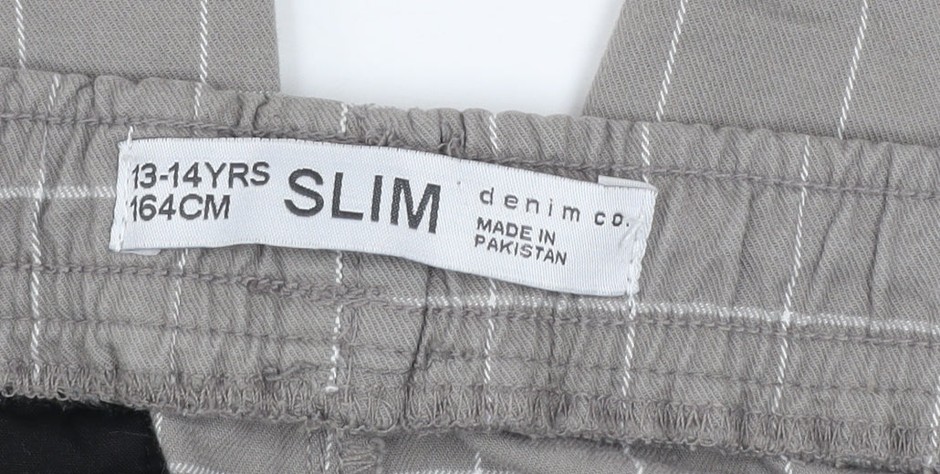 Denim Co Boys Grey Check Slim Fit Jogger Trousers 13-14 Years
