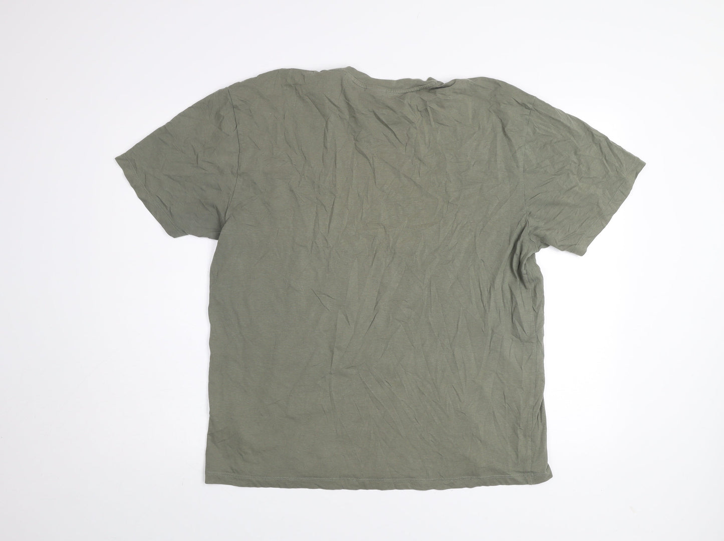 Only & Sons Men's Khaki Green Cotton Crew Neck Short Sleeve T-Shirt Size L