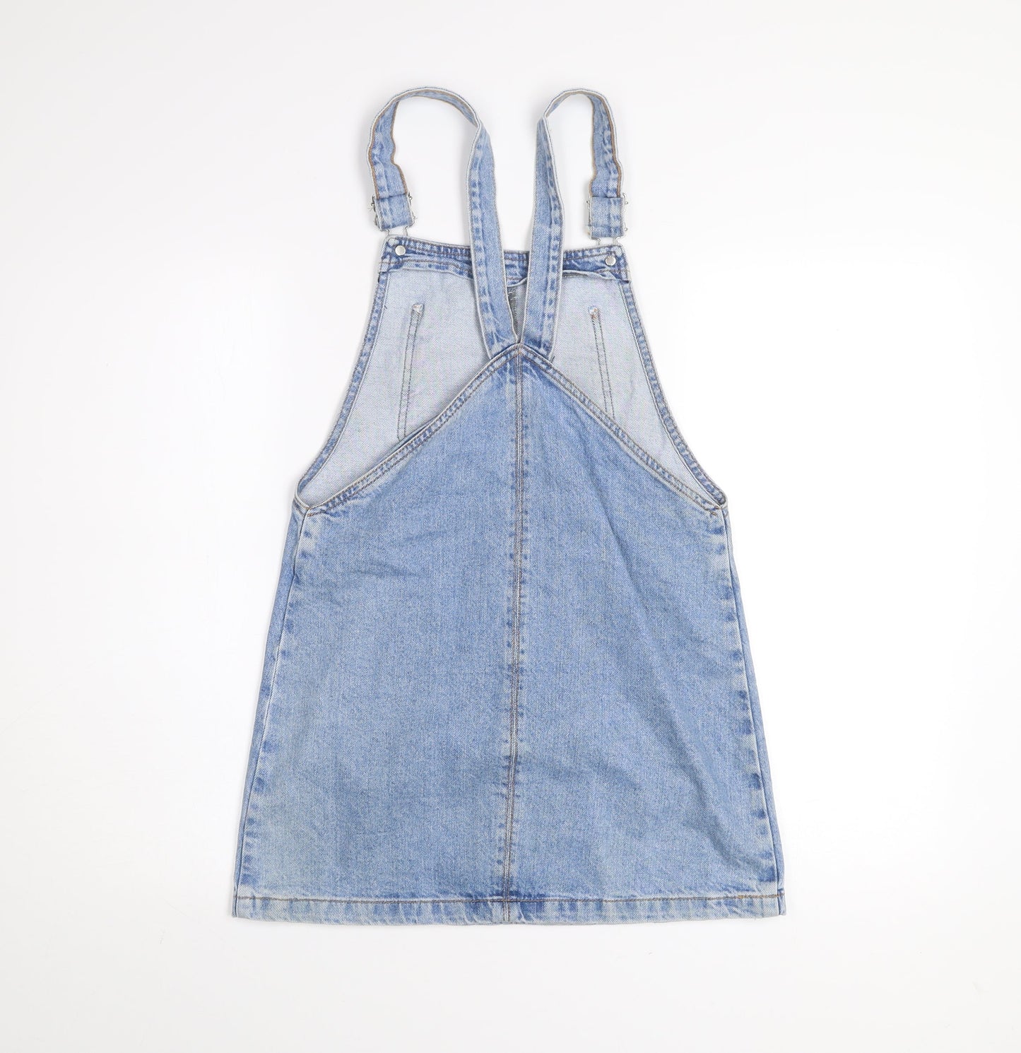 Topshop Women Blue Denim Pinafore Dress Size 6 Petite