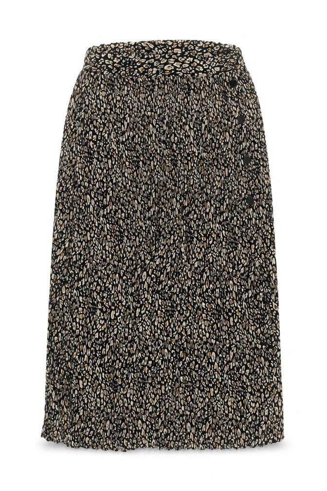 Topshop Women’s Black Leopard Pleated Midi Skirt Size 8