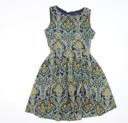 G. Lungta London Women's Multicoloured Paisley Fit & Flare Cotton Dress S