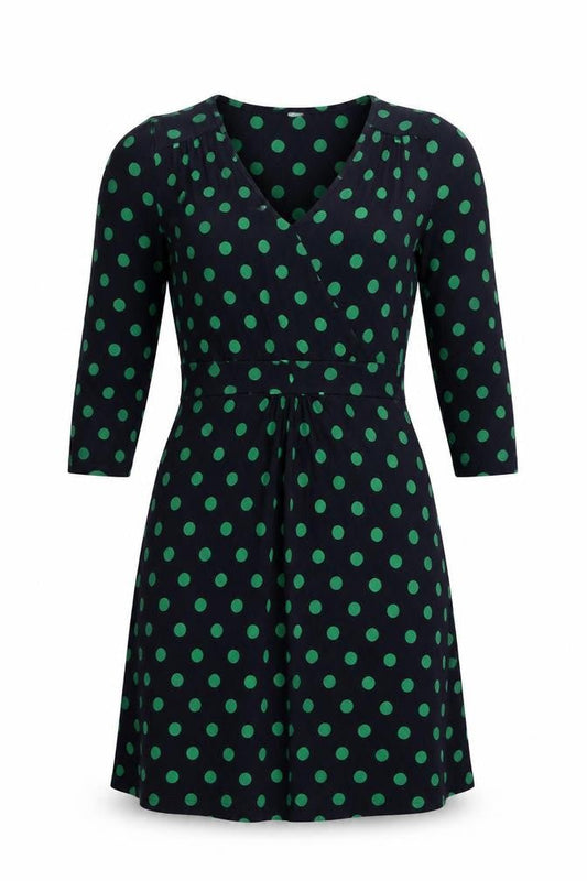 Dickins & Jones Women’s Blue Green Polka Dot Wrap Dress Size 10