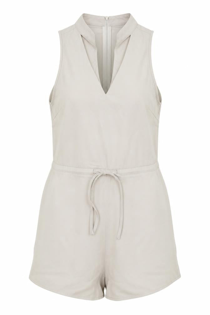 MissPap Women Beige Sleeveless Playsuit Size 10 Polyester Zip Back