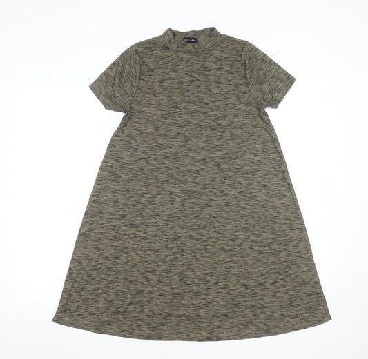 New Look Women Grey A-Line Short Sleeve High Neck Dress Size 8