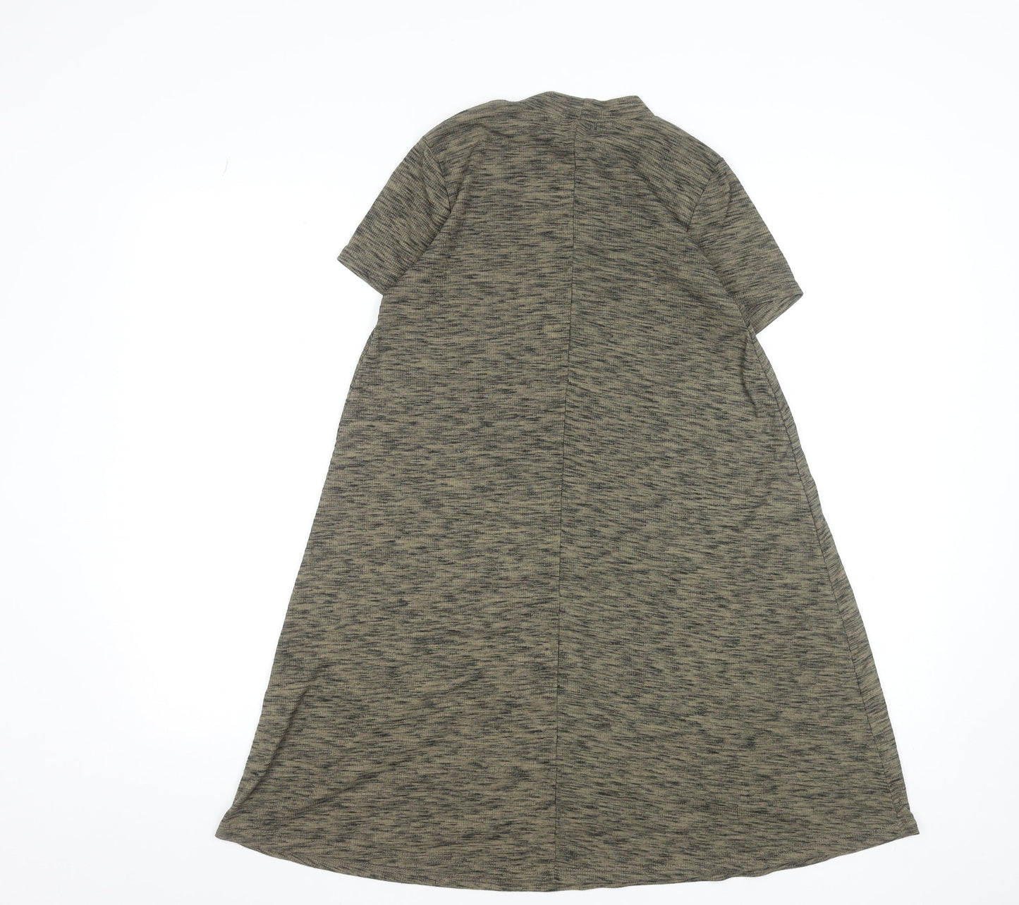 New Look Women Grey A-Line Short Sleeve High Neck Dress Size 8