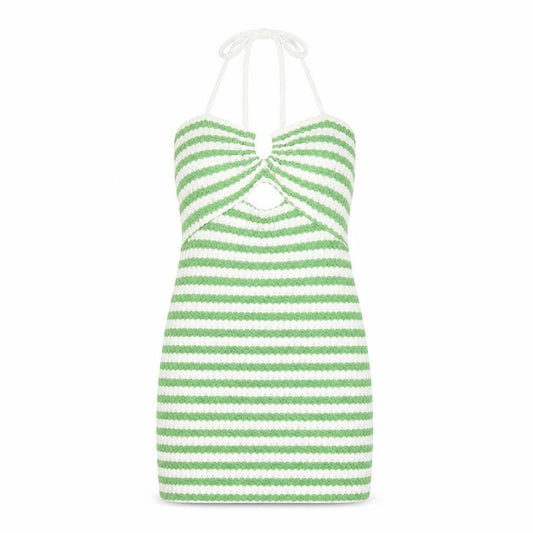Pull&Bear Women’s Green Striped Halter Mini Bodycon Dress XS