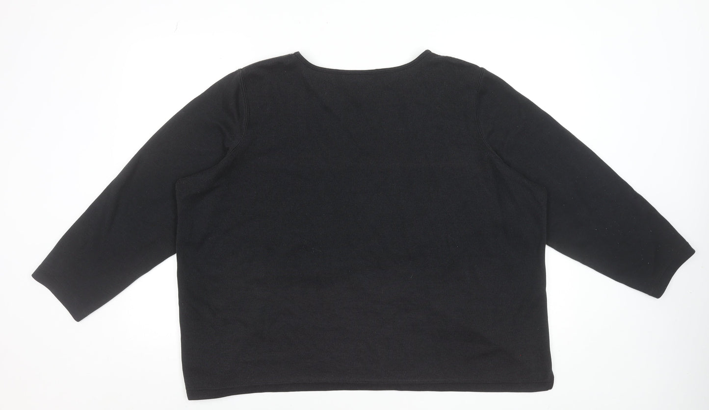 BM Casual Women's Black Embroidered Tunic Blouse XL