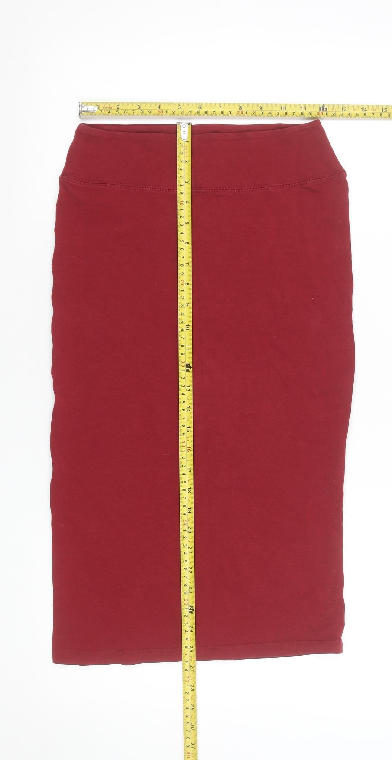 River Island Women's Red Pencil Skirt Size 10 Cotton Stretch