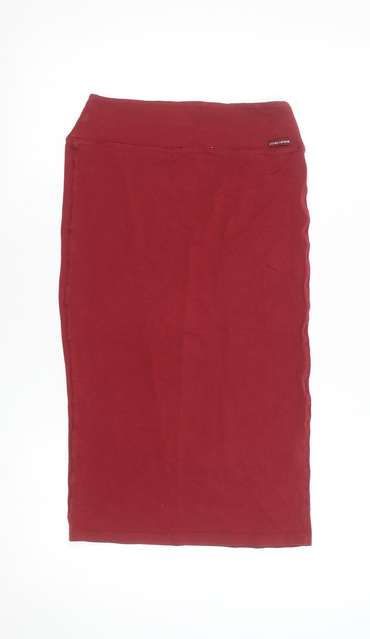 River Island Women's Red Pencil Skirt Size 10 Cotton Stretch