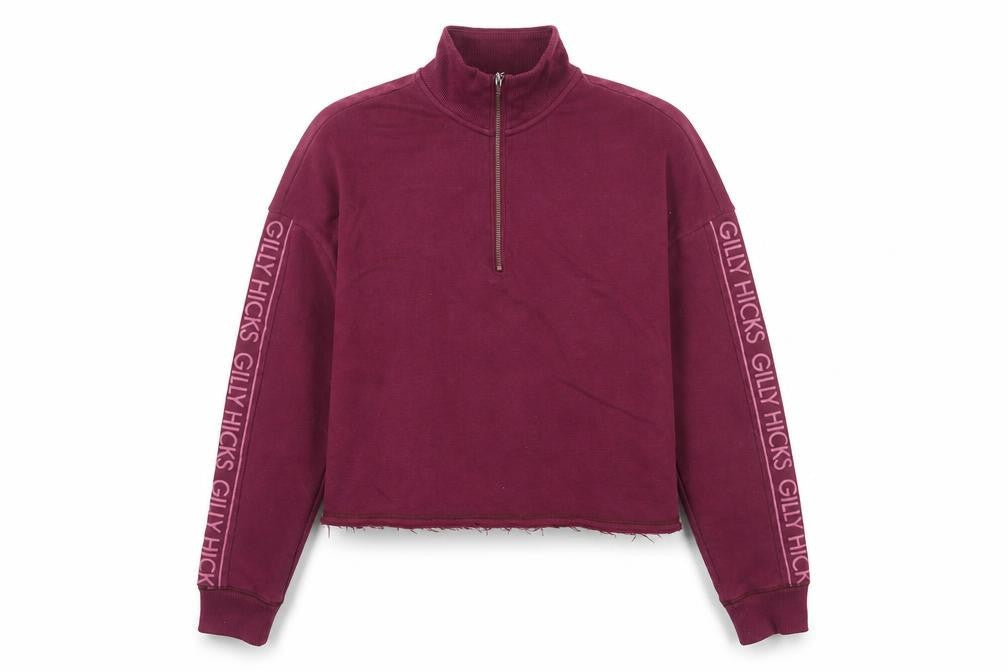 Gilly Hicks by Hollister Womens Burgundy 1/2 Zip Logo Sweatshirt M