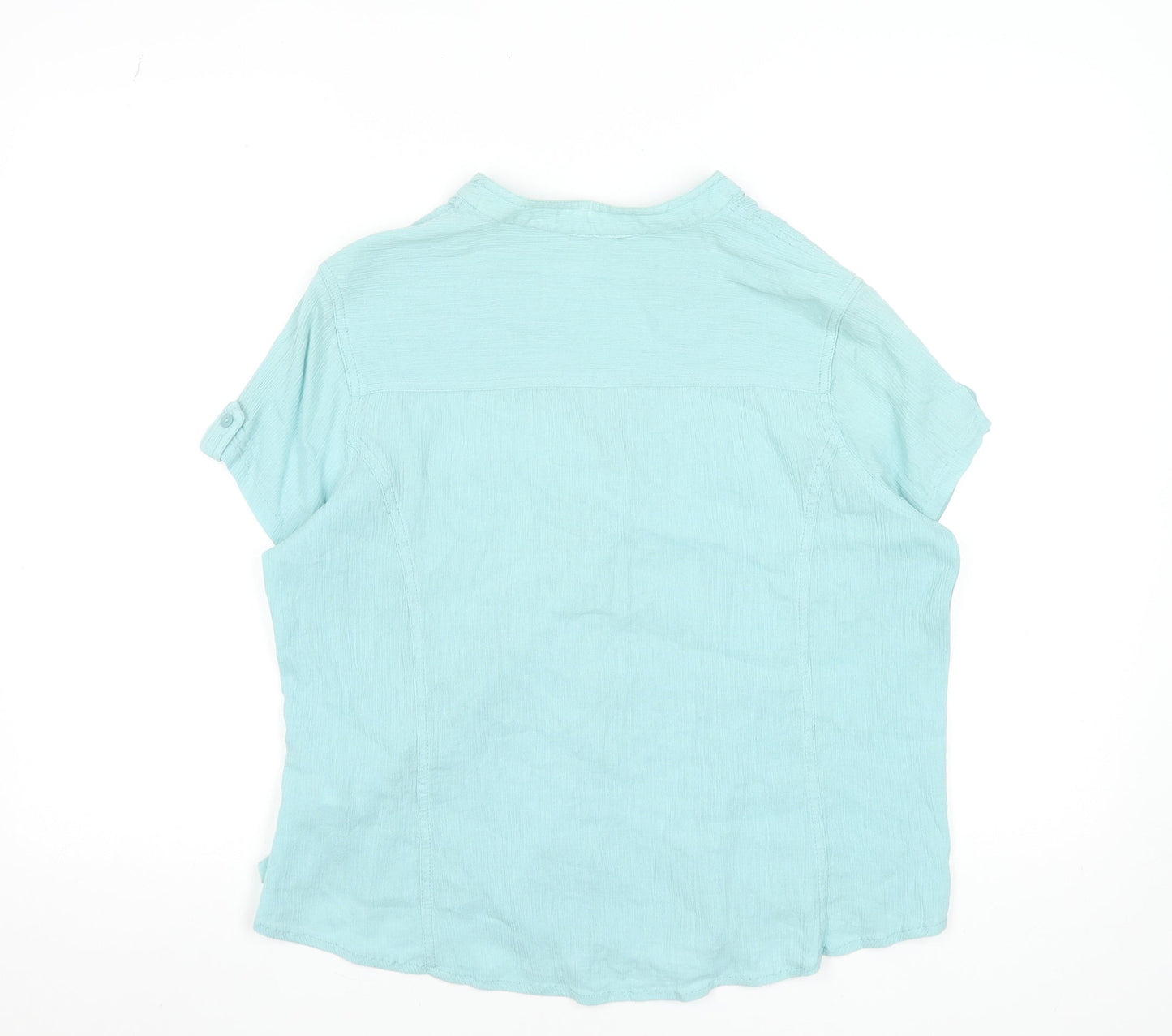 Marks and Spencer Women’s Blue Cotton V-Neck Button-Up Blouse Size 16