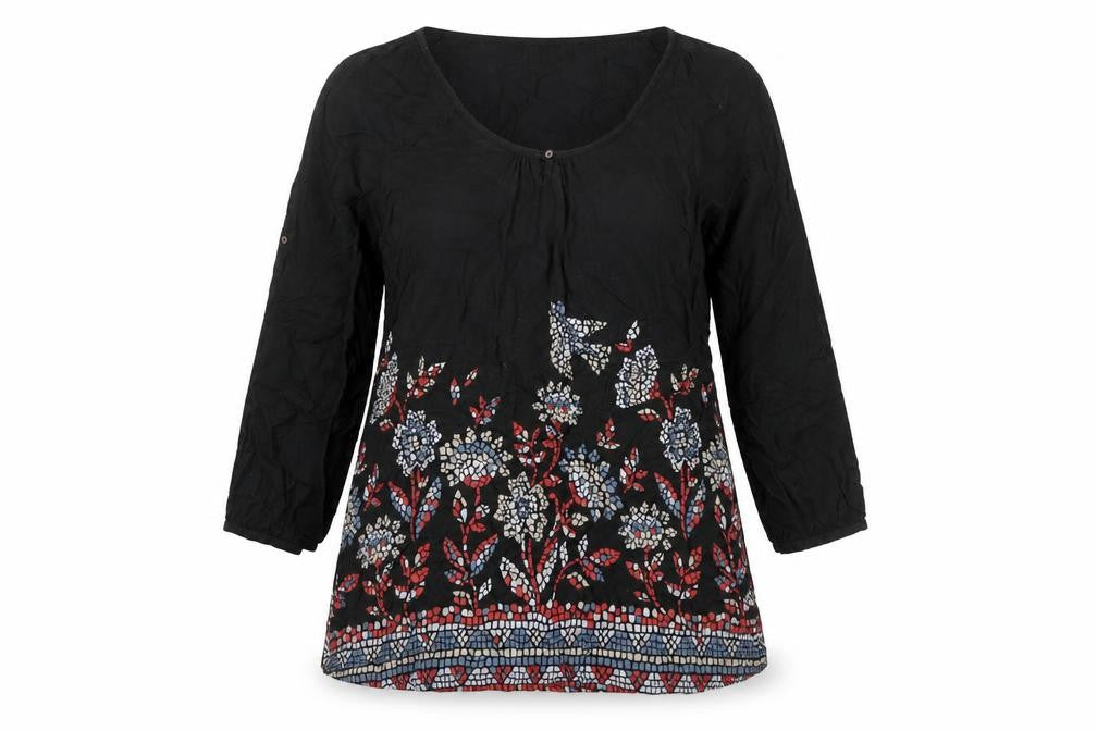 Nomads Women Black Floral Bohemian Viscose Shift Dress Size 12