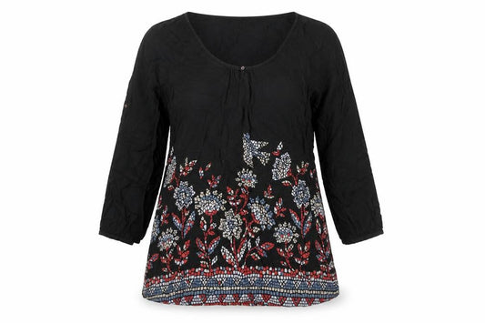 Nomads Women Black Floral Bohemian Viscose Shift Dress Size 12