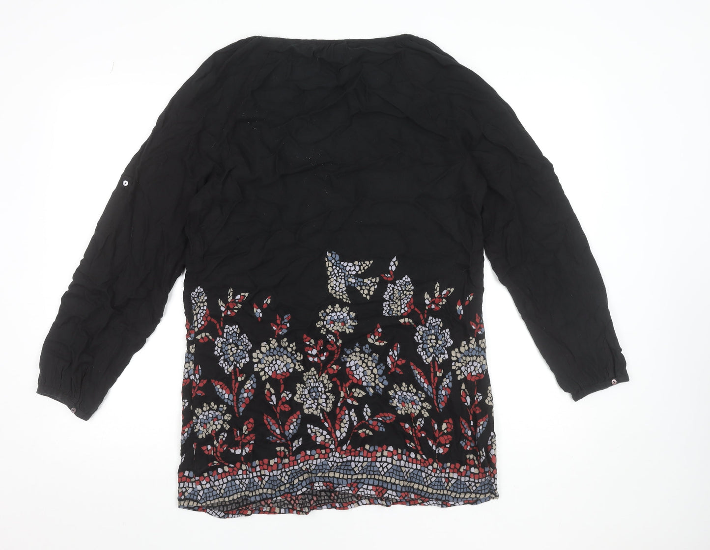 Nomads Women Black Floral Bohemian Viscose Shift Dress Size 12