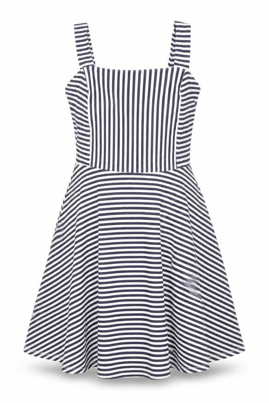 Dorothy Perkins Women’s Blue Striped Fit & Flare Cotton Dress Size 8