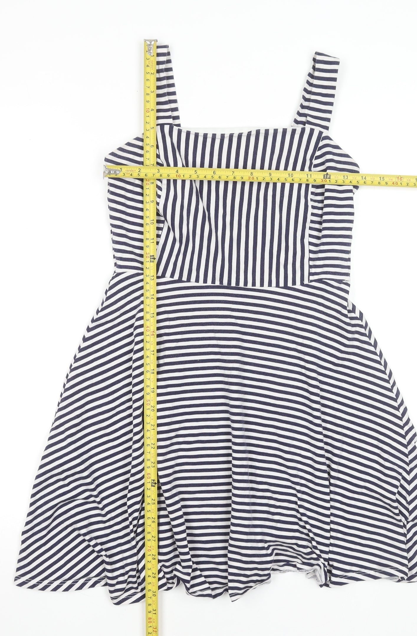Dorothy Perkins Women’s Blue Striped Fit & Flare Cotton Dress Size 8