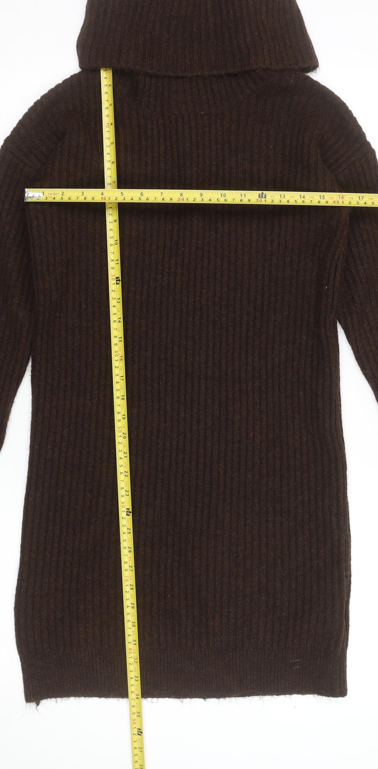 Pimkie Women Brown Roll Neck Knit Jumper Dress Size S