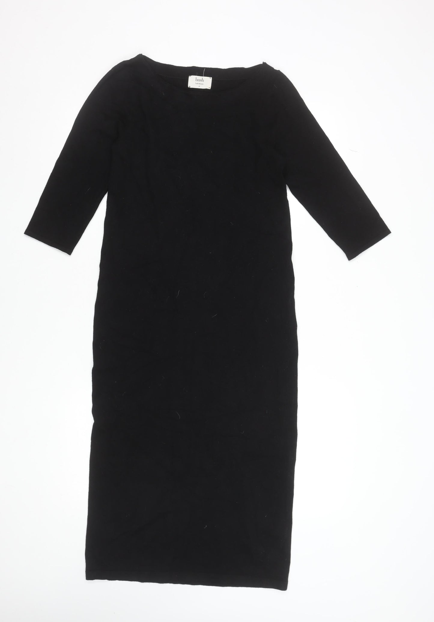 Hush Womens Black Midi Bodycon Knit Dress Size 12