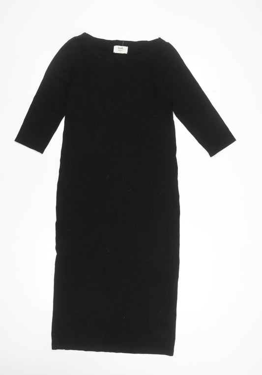 Hush Womens Black Midi Bodycon Knit Dress Size 12