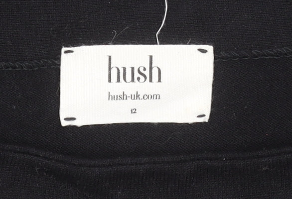 Hush Womens Black Midi Bodycon Knit Dress Size 12